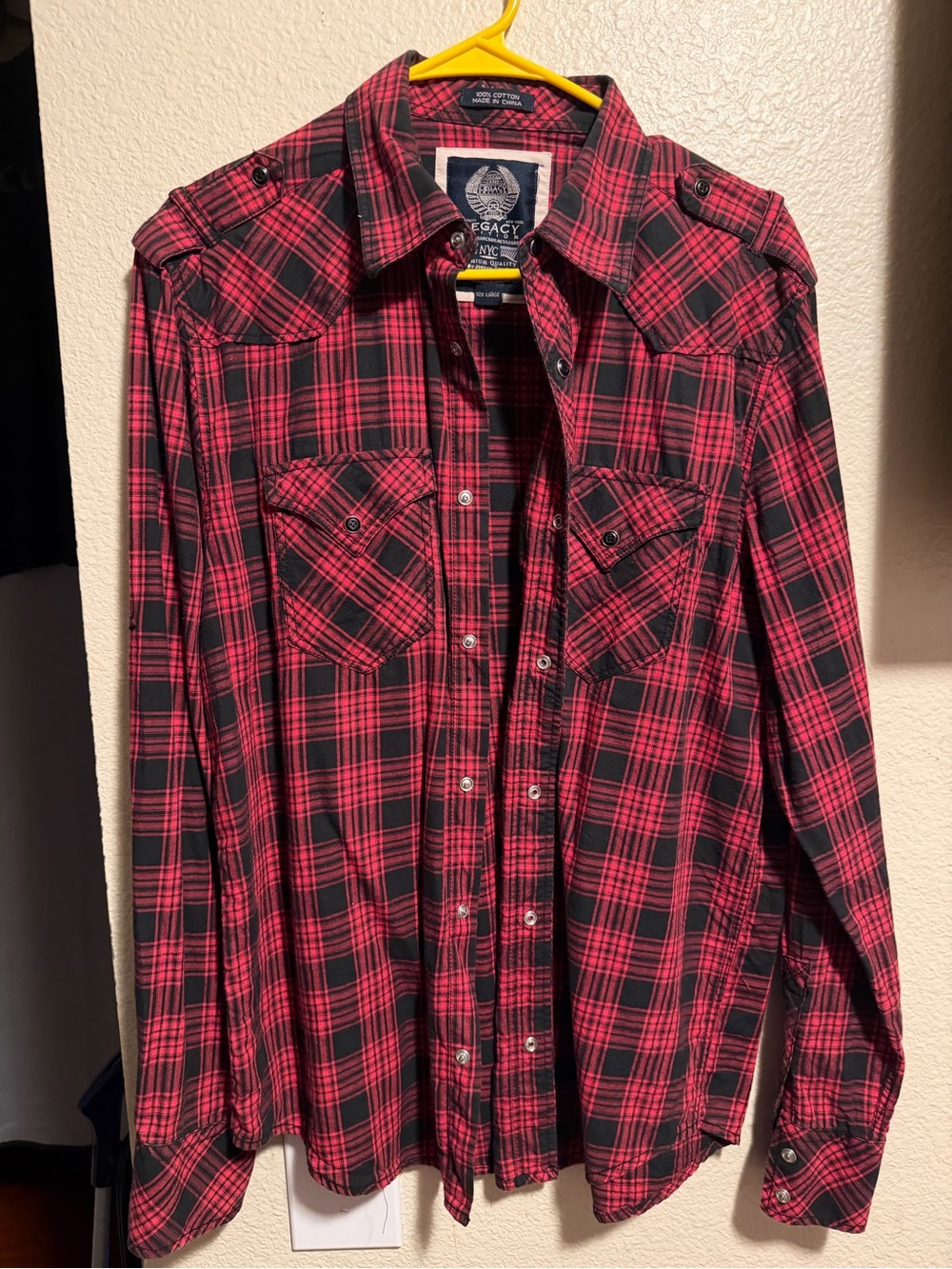 Jordan Craig Red and Black Plaid Button-Up Shirt